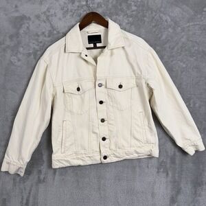 Banana Republic Ivory Cream‎ Denim Jean Jacket Classic Preppy Women's XS
